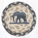 Earth Rugs Elephant Round Coaster – Braided Jute, Wildlife Design, 5"x5"