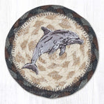 Earth Rugs Dolphin Round Coaster – Coastal Theme, Braided Jute, 5"x5" Ocean Decor Accent