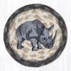 Earth Rugs Safari Rhino Coaster – 5" Round Braided Jute Wildlife Accent