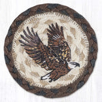 Earth Rugs Eagle Round Braided Coaster – 5"x5" Rustic Printed Jute Accent for Cabin Decor