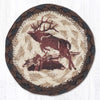 Rustic Elk Coaster – Earth Rugs Round 5" Braided Jute Wildlife Accent