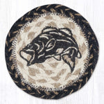 Earth Rugs Big Mouth Bass Round Coaster – 5"x5" Rustic Braided Jute Accent with Fishing-Themed Print