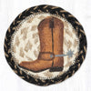Western Cowboy Boot Coaster – Earth Rugs 5" Round Braided Jute Accent