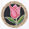 Earth Rugs Pink Tulip Coaster – 5" Round Floral Jute Mat for Spring Tables
