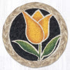 Earth Rugs Yellow Tulip Floral Coaster – 5" Round Jute for Easter & Spring Decor