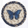 Earth Rugs Butterfly Coaster – Blue Swallowtail on 5" Round Natural Jute Mat