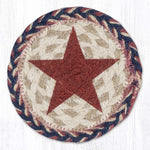 Earth Rugs Red Star Printed Coaster – 5" Round, Rustic Americana Style Table Accent