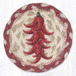 Earth Rugs Chili Pepper Ristra Jute Coaster – 5"x5" Round Braided Coaster with Southwestern Kitchen Design