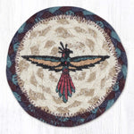 Earth Rugs Thunderbird Jute Coaster – 5"x5" Round Braided Natural Coaster with Southwest Design