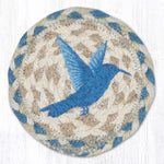 Earth Rugs Hummingbird Jute Coaster – 5"x5" Round Natural Braided Coaster with Floral Bird Design