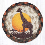 Earth Rugs Giraffe Jute Coaster – 5"x5" Round Braided Natural Coaster with Safari Animal Print Design