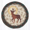 Earth Rugs Deer Coaster – 5" Round Braided Jute with Full Moon Silhouette Scene