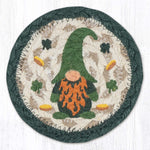 Earth Rugs Irish Gnome Jute Coaster – 5"x5" Round Natural Braided Coaster with St. Patrick's Day Print