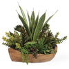 Uttermost – Salar Succulents in Hand-Carved Teak Bowl, 22"W x 20"H x 12"D, Green/Bronze/Yellow, Polyester & Foam