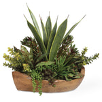 Uttermost Salar Succulents in Hand-Carved Teak Bowl – 22″ W x 20″ H – Green, Bronze, Yellow Artificial Arrangement