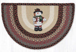 Earth Rugs Snowman in Top Hat Printed Tread Slice – Winter Holiday Farmhouse Accent 18"x29"