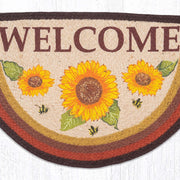 Seasonal Entryway Mat – Hand Stenciled Sunflower Slice Rug for Spring Décor