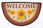 Earth Rugs Sunflower Welcome Entry Tread Rug – Hand-Stenciled Braided Jute Slice, 18"x29"