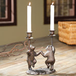 Aluminum Dancing Bears Candleholder Cabin Tabletop Accent by SPI