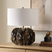 Organic Ceramic Table Lamp with Deep Ridges