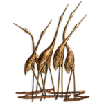 Modern Bird Wall Plaque – Aluminum Crane Quintet Design by SPI