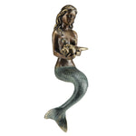 SPI Home Mermaid Shelf Sitter – 13" Handcrafted Cast Aluminum Coastal Figurine, Nautical Mermaid Accent for Ledge, Mantel, or Beach Décor