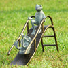 Whimsical Sliding Frogs Metal Garden Sculpture