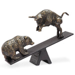 Bull and Bear Wall Sculpture 7.5" Aluminum Wall Street Theme Decor for Office and Study by SPI