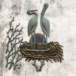 Crane Pair in Nest Wall Plaque – 23"H Metal Wall Decor Accent by SPI Home