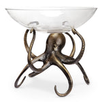SPI Home Octopus Bowl – 12" Coastal Metal Centerpiece with Tentacle Detailing for Decorative or Serving Use