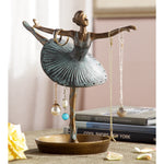 SPI Home Ballerina Jewelry Holder – 8.5" Aluminum Ballet Dancer Figurine, Elegant Jewelry Organizer for Rings, Bracelets, and Necklaces