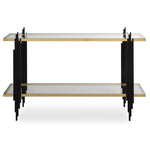 Uttermost Empire Console Table-Cityscape Design, Gold Leaf & Glass Shelves