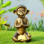 Meditating Monkey Birdfeeder – 18"H Metal Garden Accent by SPI Home