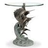 SPI Home Marlin and Sailfish Decorative End Table with Glass Top