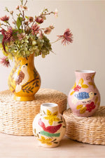 Kalalou Set of 3 Ceramic Bird Vases Multicolor Eclectic 9"H