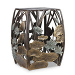 SPI Home Water Lilies Garden Stool – 18.5" Outdoor Decorative Seat or Plant Stand with Floral Motif, Resin Garden Accent