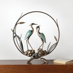 SPI Home Heron Romantic Sculpture – Elegant Bronze Finish Coastal Bird Statue, 26.5" Tall Metal Garden or Indoor Accent