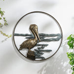 SPI Home Pelican Wall Art – 22" Coastal Bird Metal Sculpture, Bronze Finish Round Nautical Wall Accent for Indoor or Outdoor Display