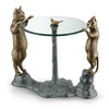 SPI Home Cat Sculpture End Table – Bronze Aluminum Base with Glass Top