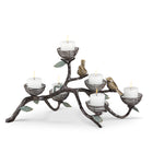 SPI Home Birds and Nests Candelabra – Sculpted Cast Aluminum Candleholder, 23" Wide Nature Accent