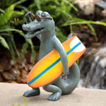 SPI Home Surf’s Up Gator Garden Sculpture – 18.5" Tall Cast Aluminum Coastal Outdoor Decor