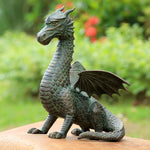 SPI Home Winged Dragon Aluminum Garden Sculpture – 15" Fantasy Creature with Intricate Detailing