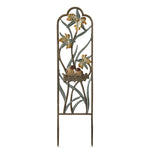 SPI Home Narrow Lovebirds in Nest Trellis – 33" Tall Cast Aluminum Outdoor Decor with 7.75" Spikes and Romantic Garden Detail