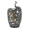 Living Room Candleholder 13 Inch Aluminum Peacock and Leaves Accent SPI