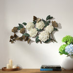 SPI Home Hydrangea and Butterfly Wall Hanging – 25" Wide Cast Aluminum Floral Accent for Indoor/Outdoor Display
