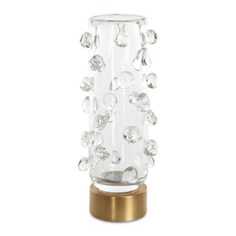 Uttermost 18182 Aura Clear Glass Vase with Sculptural Spheres and Brushed Brass Base