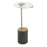 Uttermost Kaufman Accent Table- Contemporary Design with Thick Crystal Slab and Antique Brass