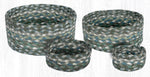 Earth Rugs Sage, Ivory & Settlers Blue Round Jute Casserole Baskets 9"x9", Set of 4