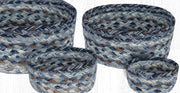 Farmhouse Style Casserole Basket Set – Denim Blue Braided Jute Bowls