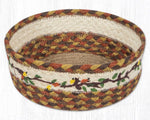 Earth Rugs Harvest Border Round Printed Casserole Basket – Braided Jute 8"x3" Autumn Serving & Storage Bowl
